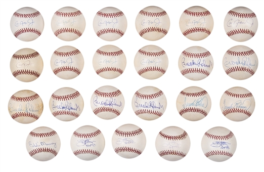 Lot of (23) Baltimore Orioles Hall of Famers Single Signed OAL Brown & OML Selig Baseballs With Cal Ripken, Jr., Frank Robinson, Brooks Robinson, Jim Palmer & Eddie Murray (Beckett PreCert)